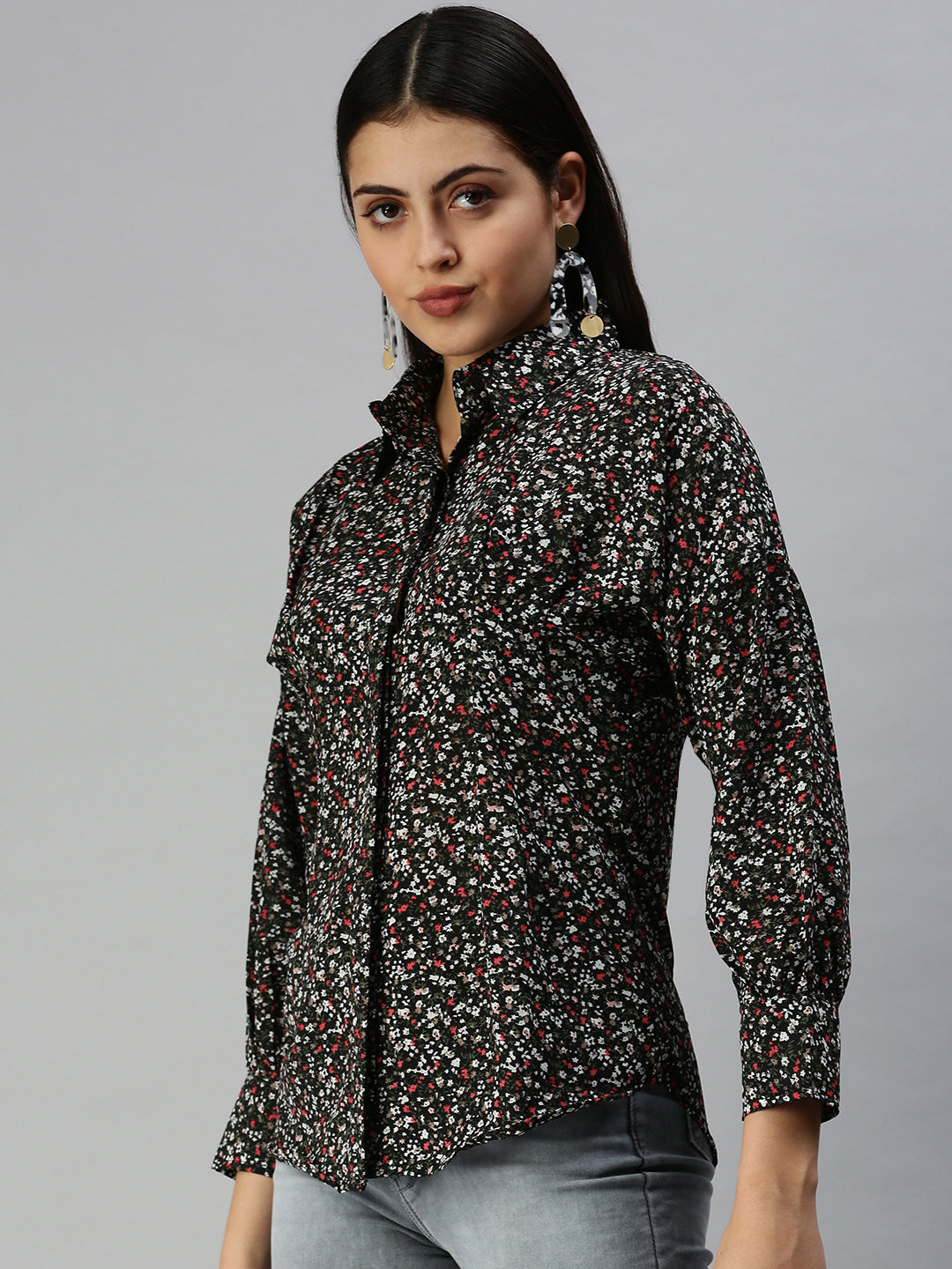 Women's Black Printed Shirt