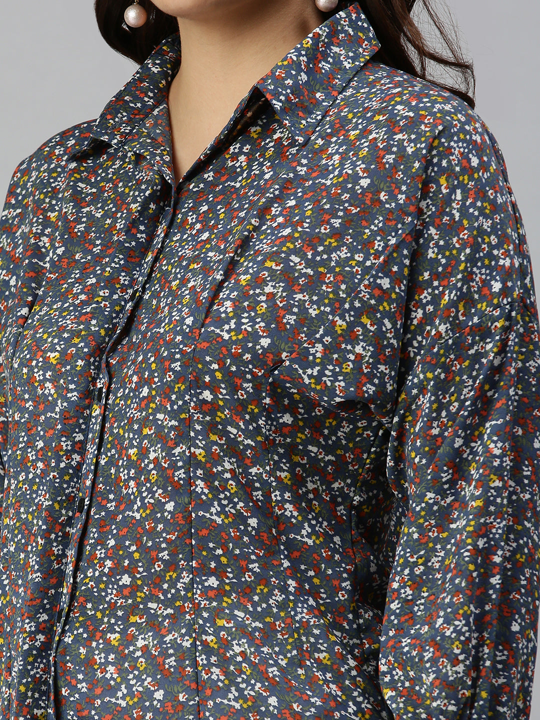 Women's Blue Printed Shirt