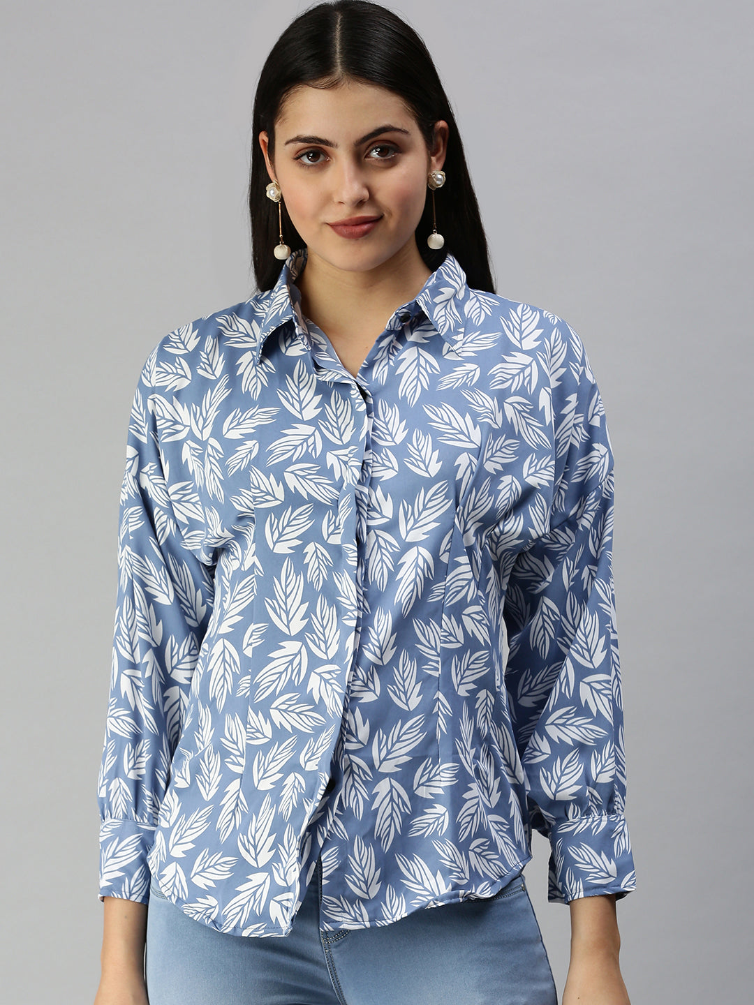 Women's Blue Printed Shirt