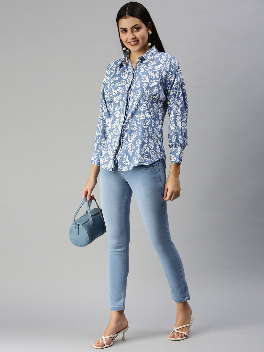 Women's Blue Printed Shirt