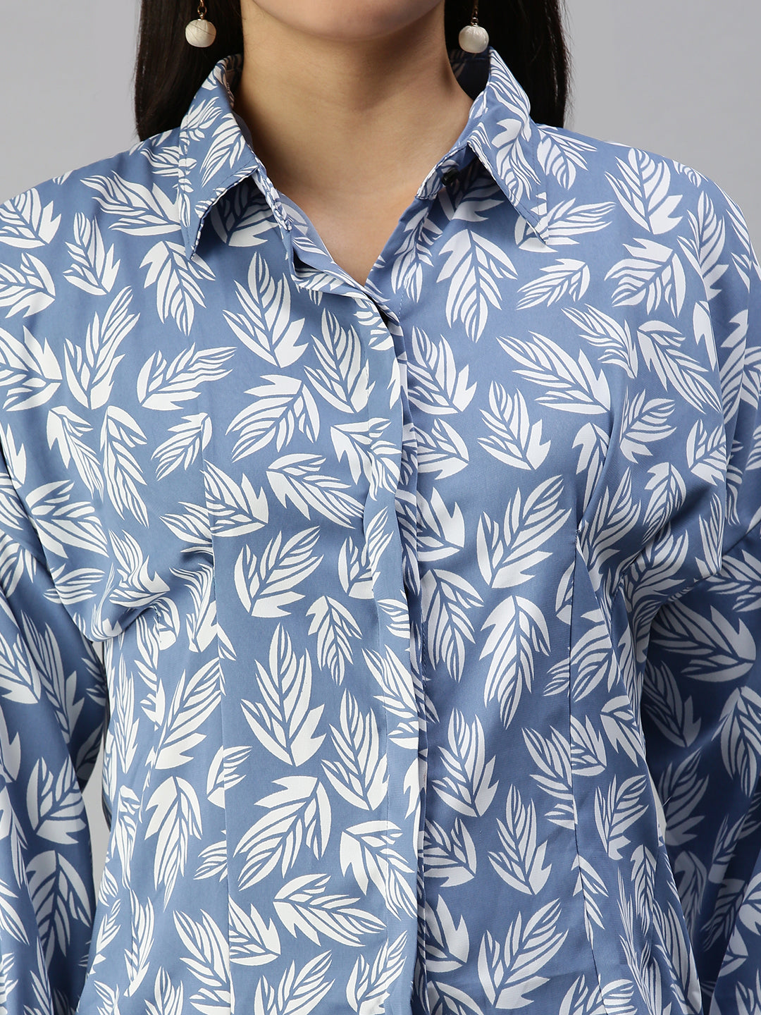 Women's Blue Printed Shirt