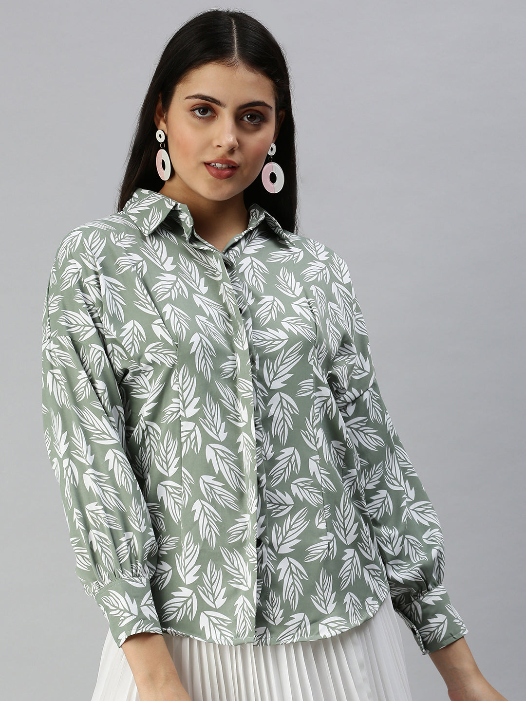 Women's Green Printed Shirt