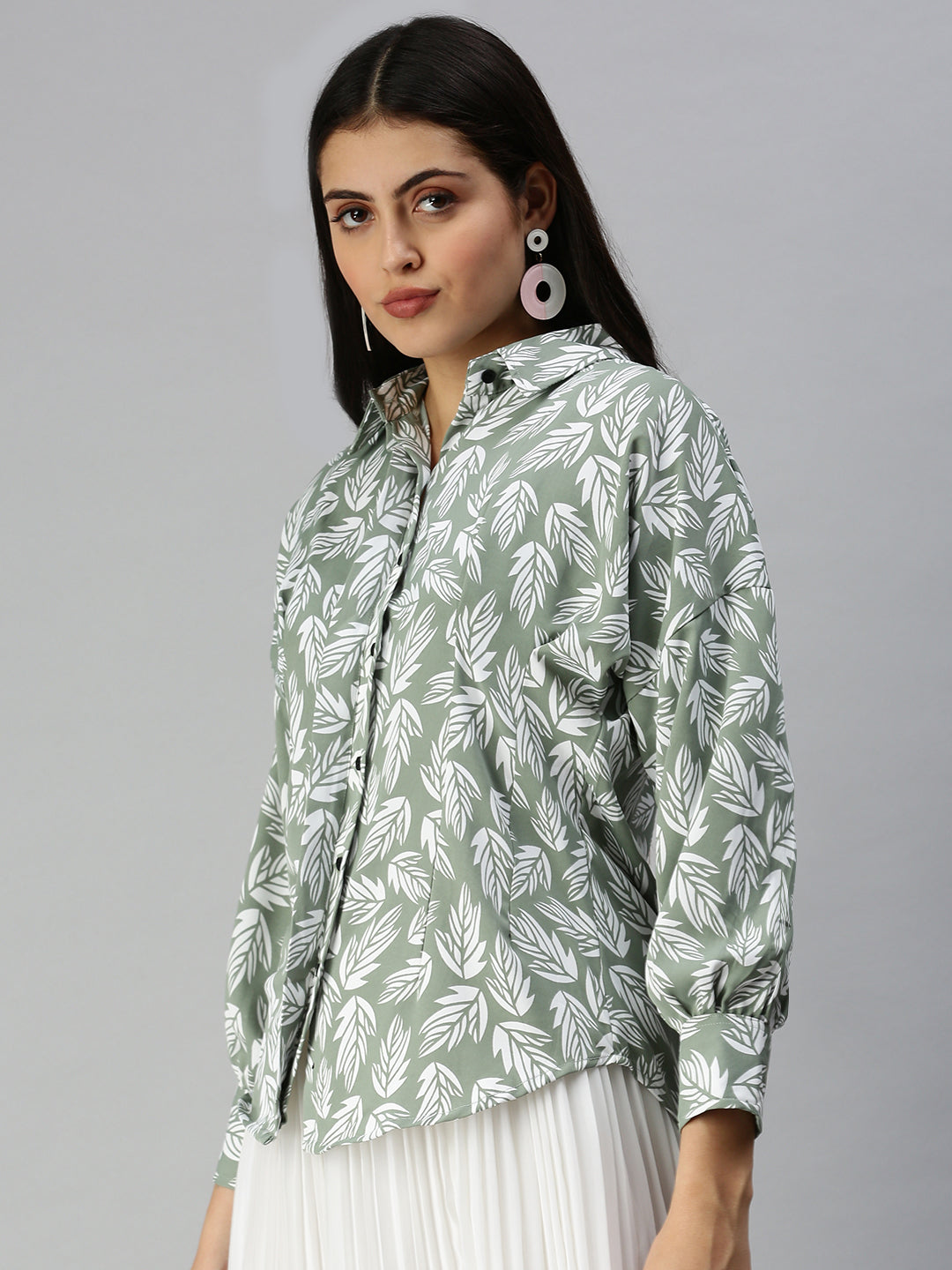 Women's Green Printed Shirt