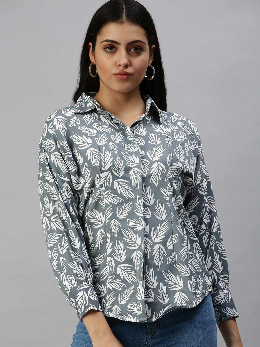 Women's Grey Printed Shirt