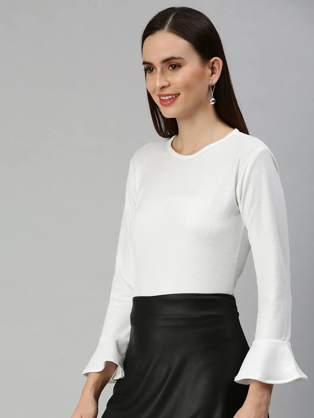 Women's White Solid Top