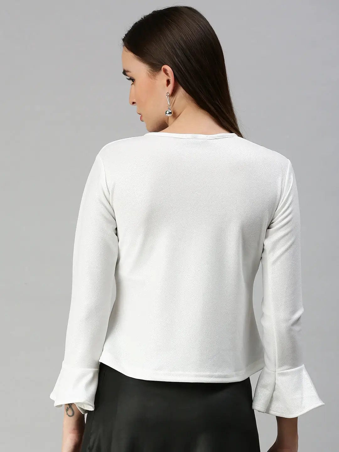 Women's White Solid Top