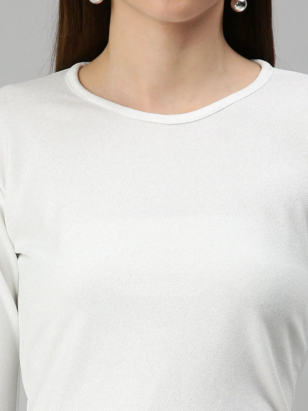 Women's White Solid Top