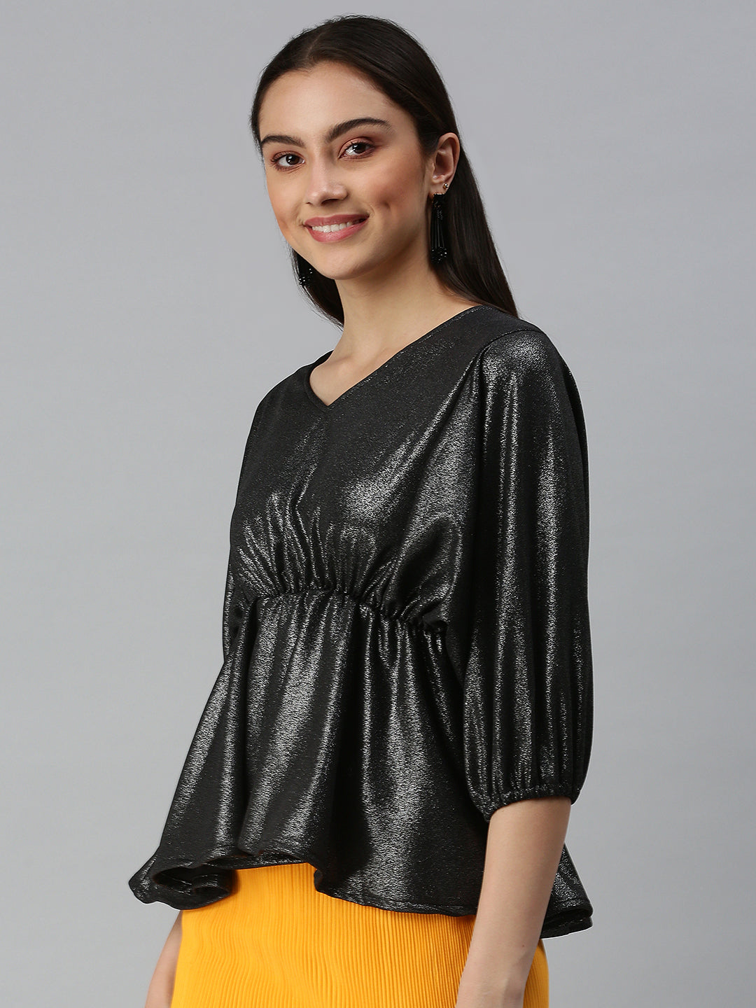 Women's Solid Black Top