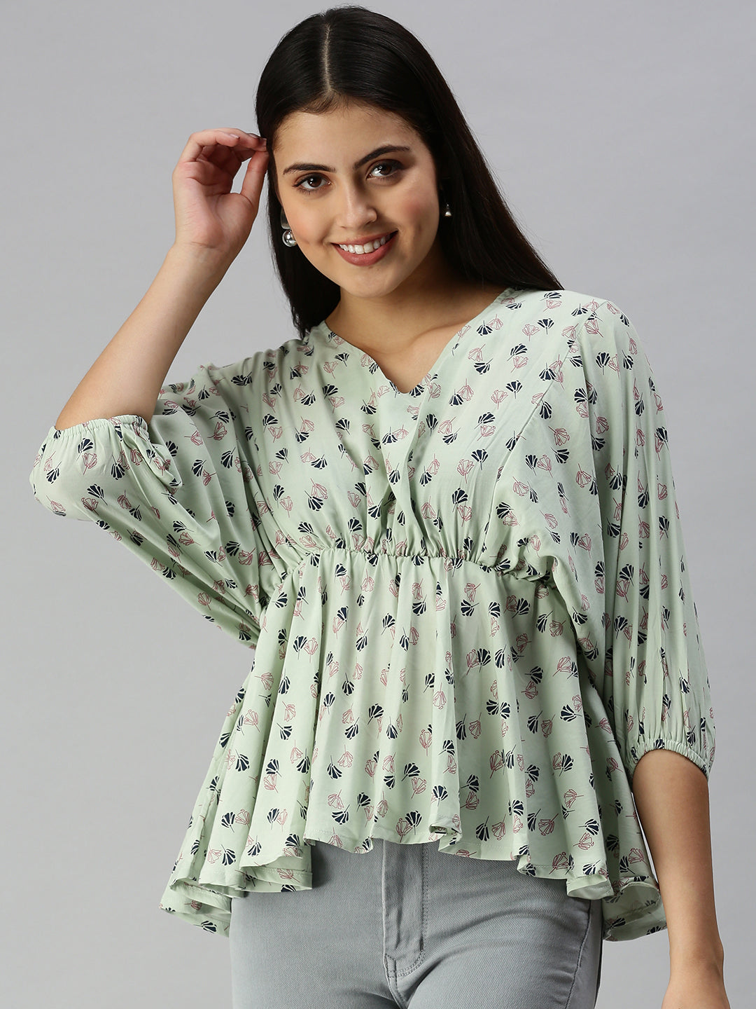 Women's Green Floral Top