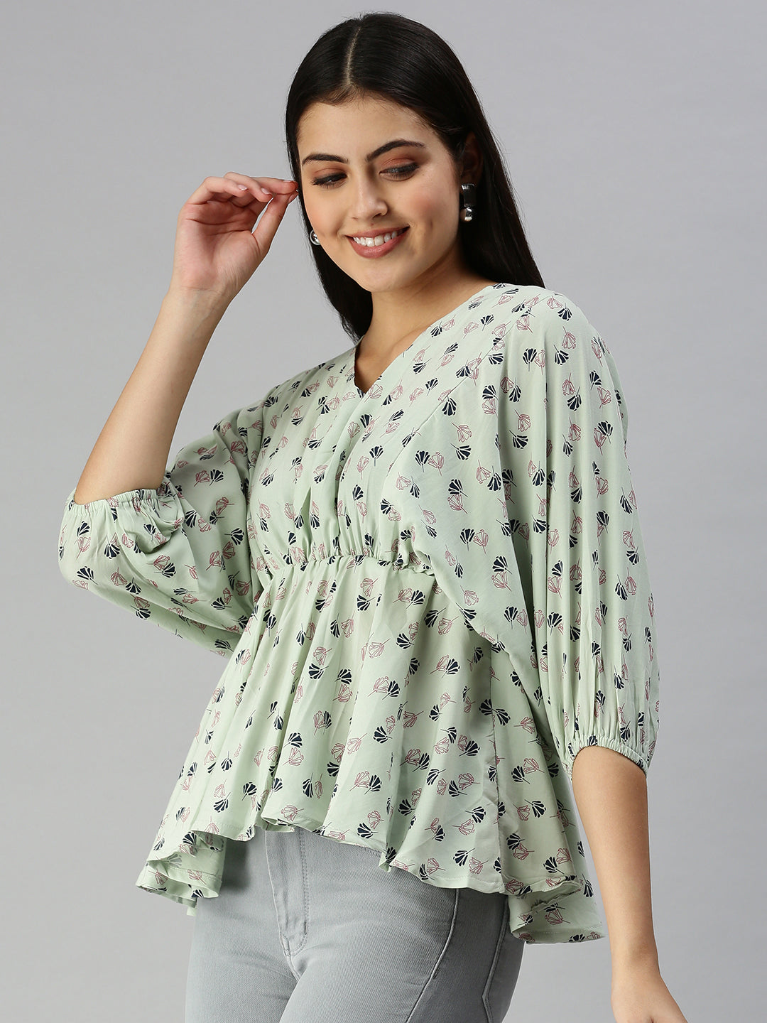 Women's Green Floral Top