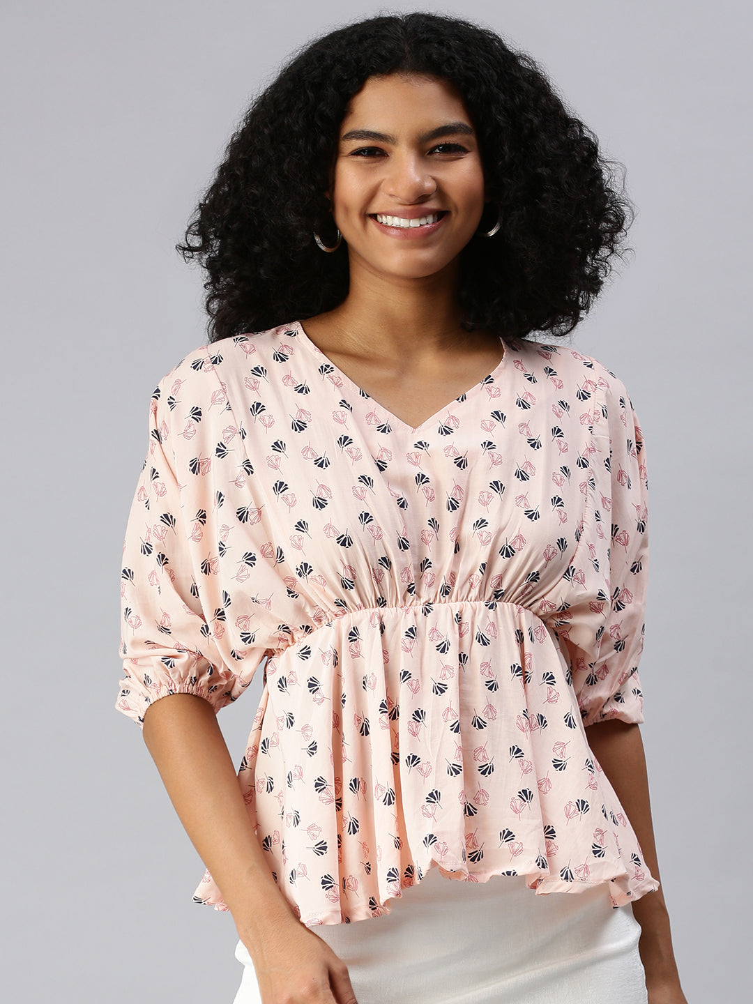 Women's Peach Floral Top