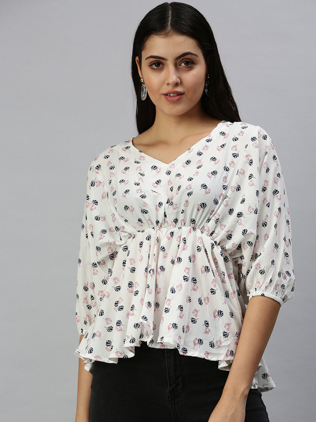 Women's White Floral Top