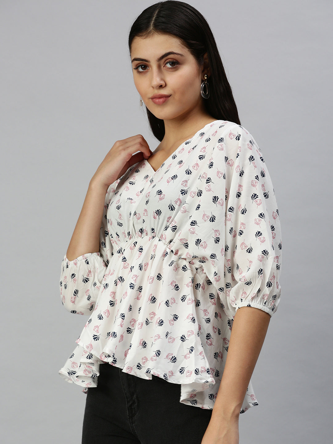 Women's White Floral Top