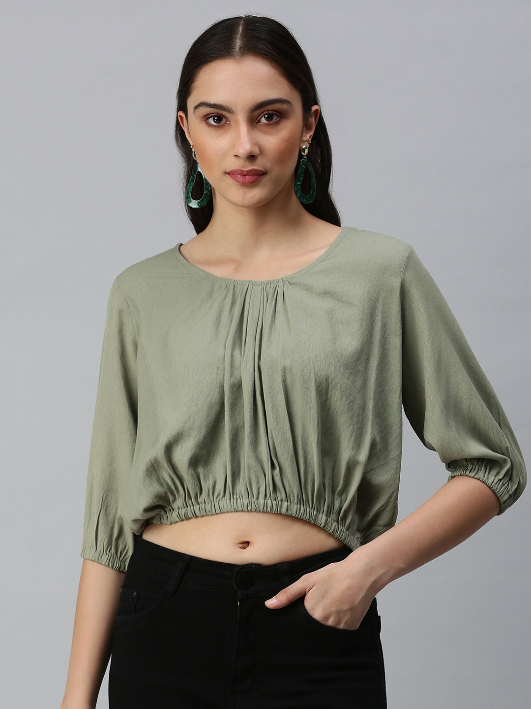 Women's Solid Olive Top