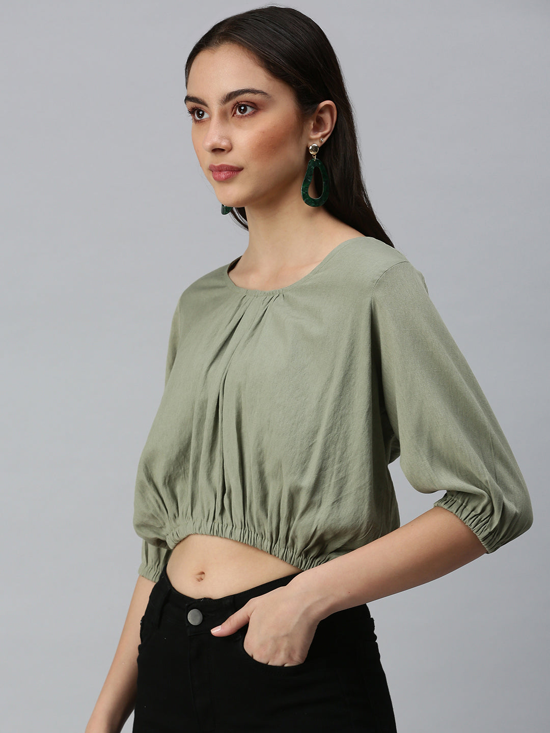 Women's Solid Olive Top