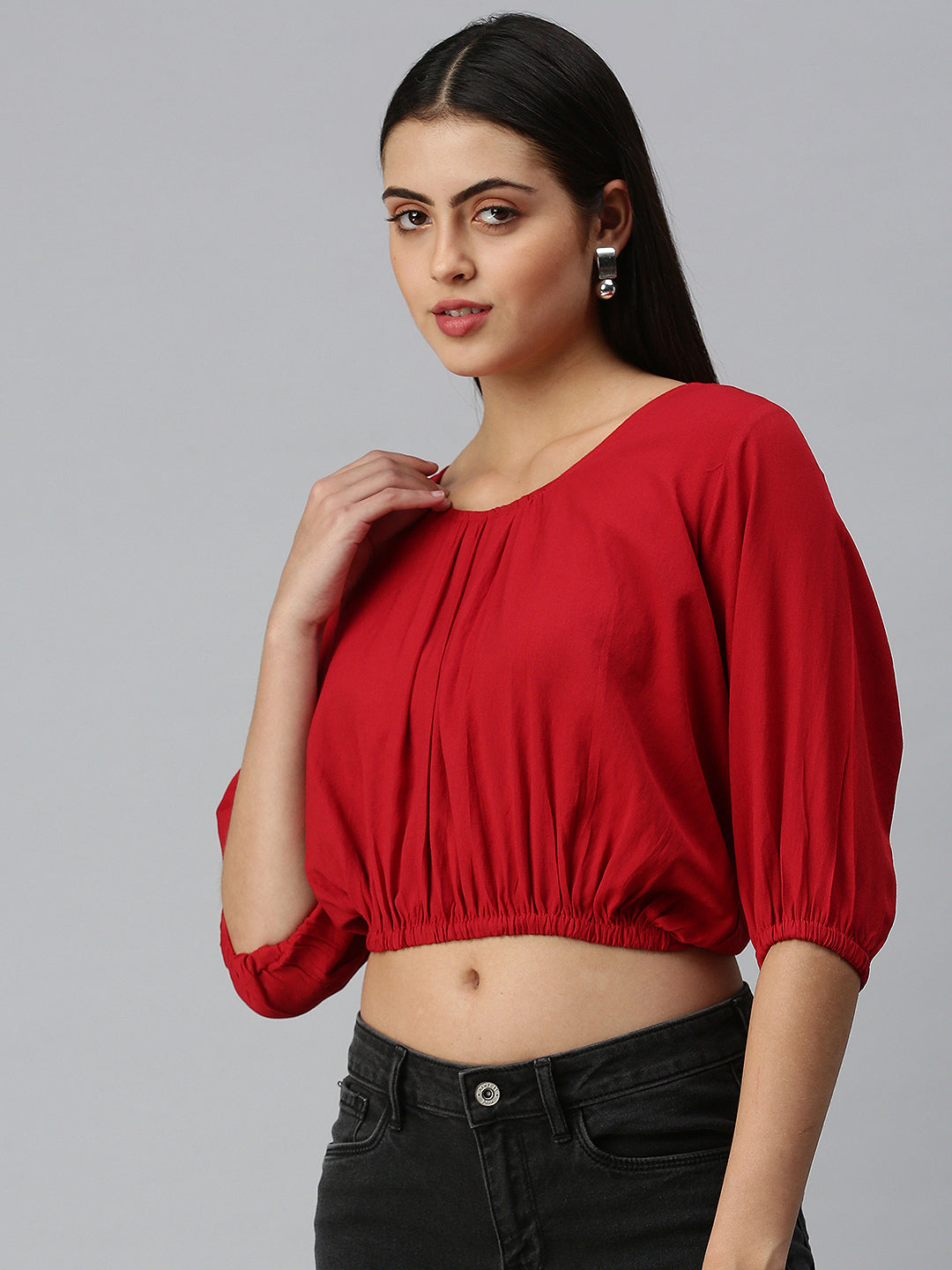 Women's Solid Red Top