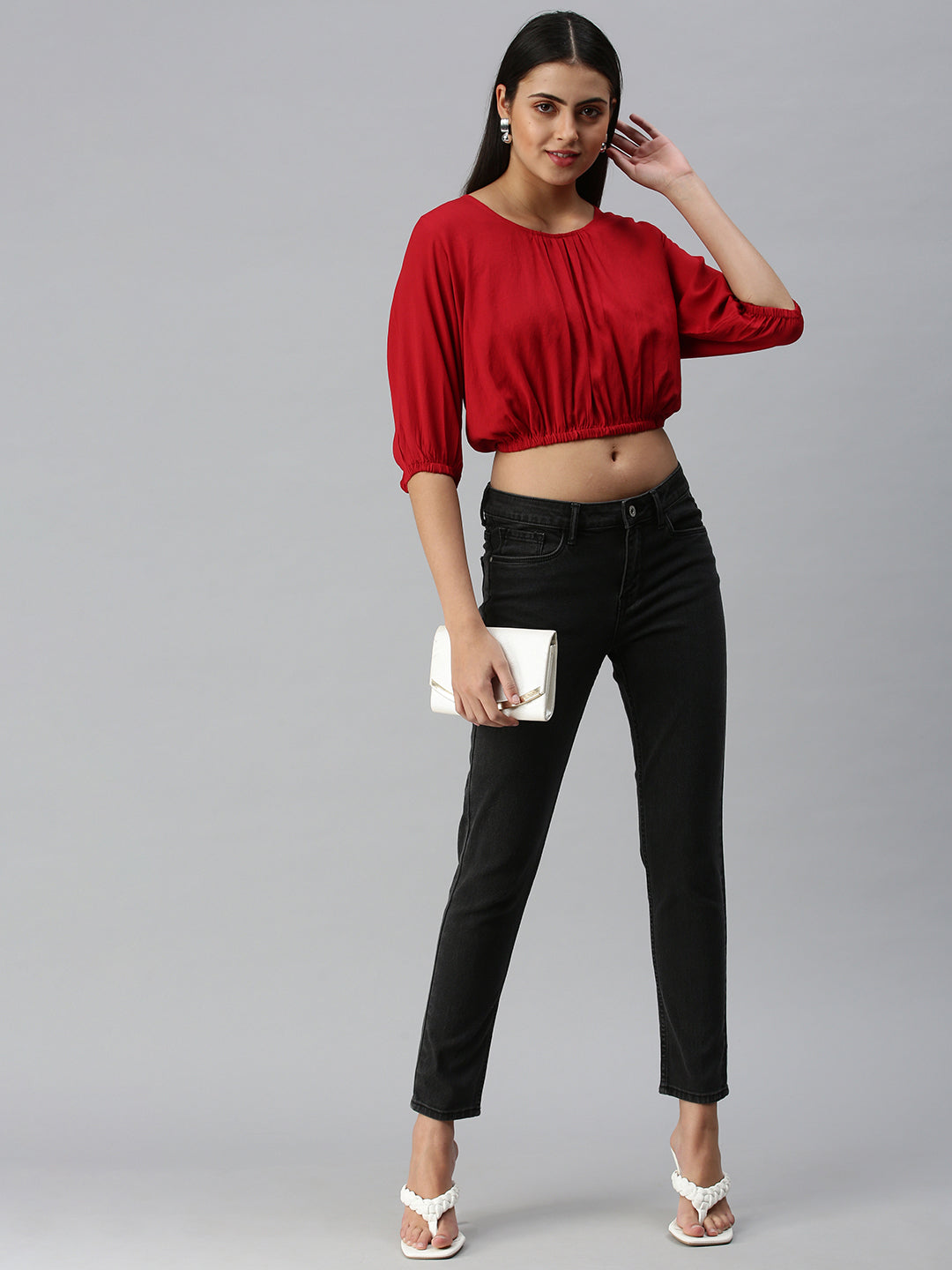 Women's Solid Red Top