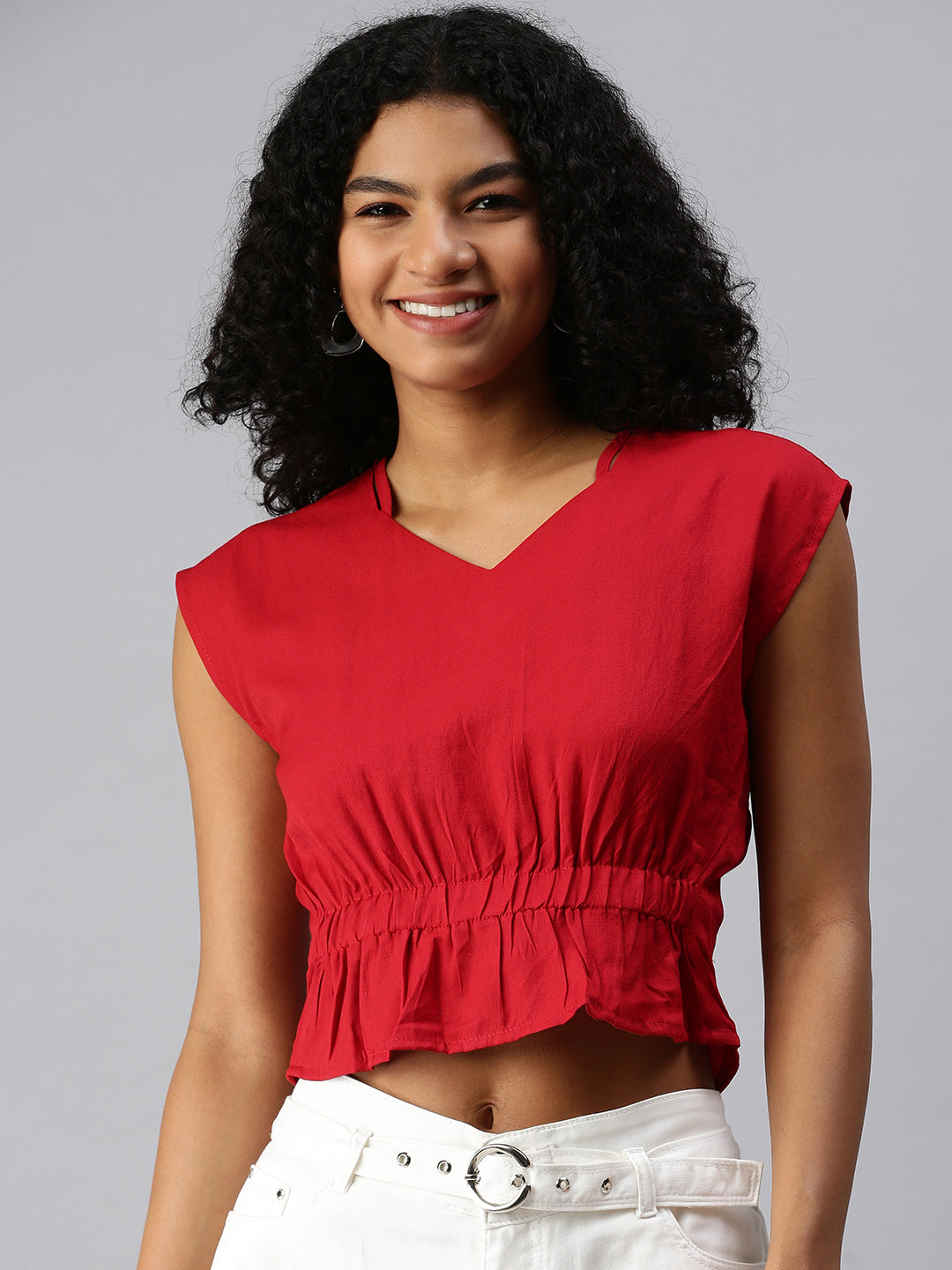 Women Red Solid Corset Top