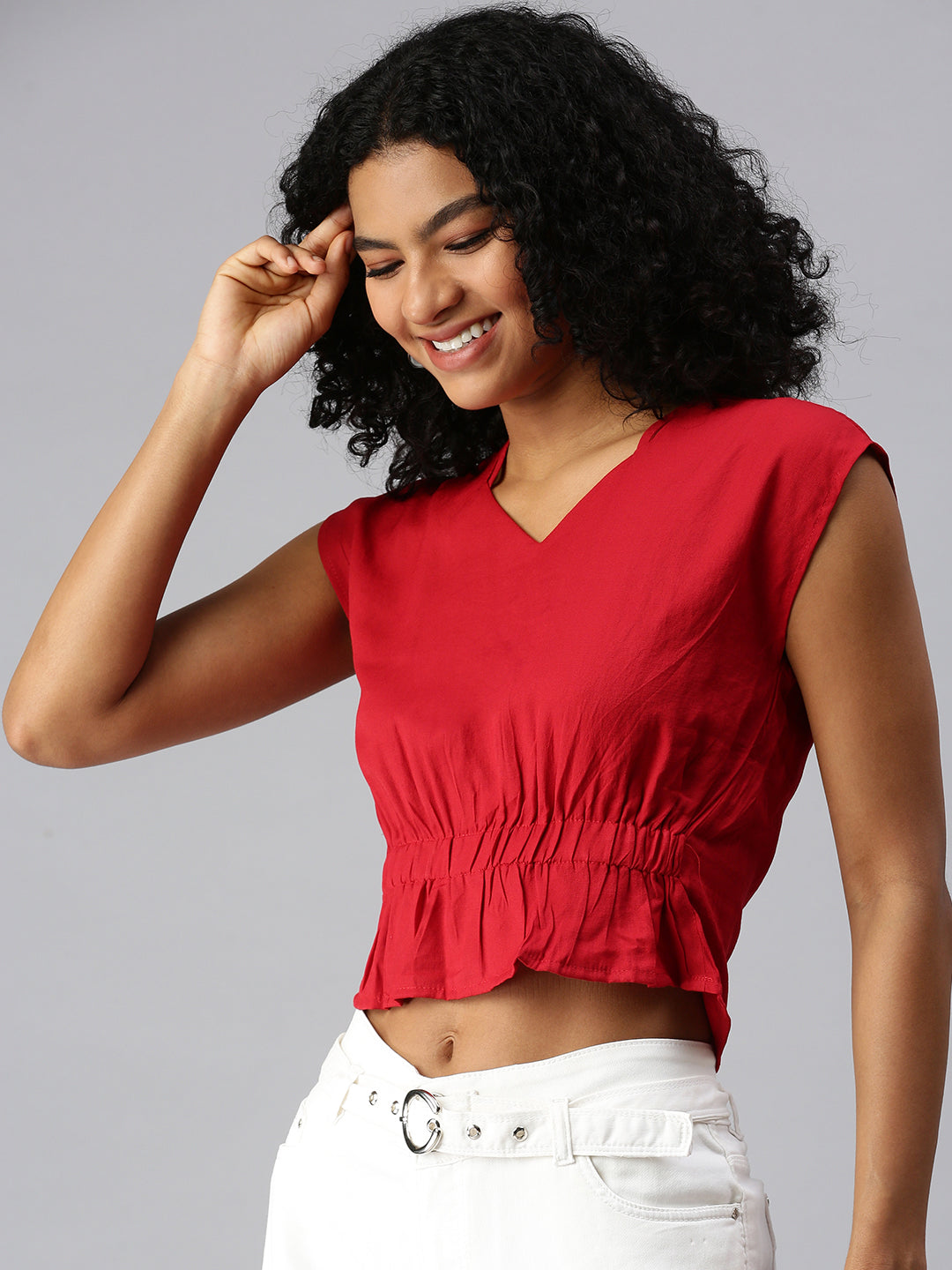 Women Red Solid Corset Top