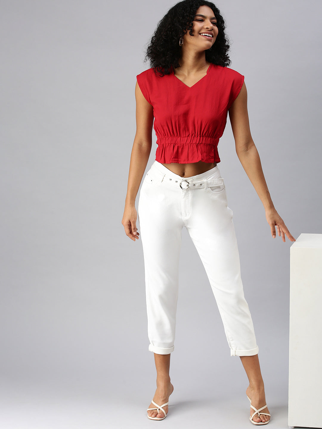 Women Red Solid Corset Top