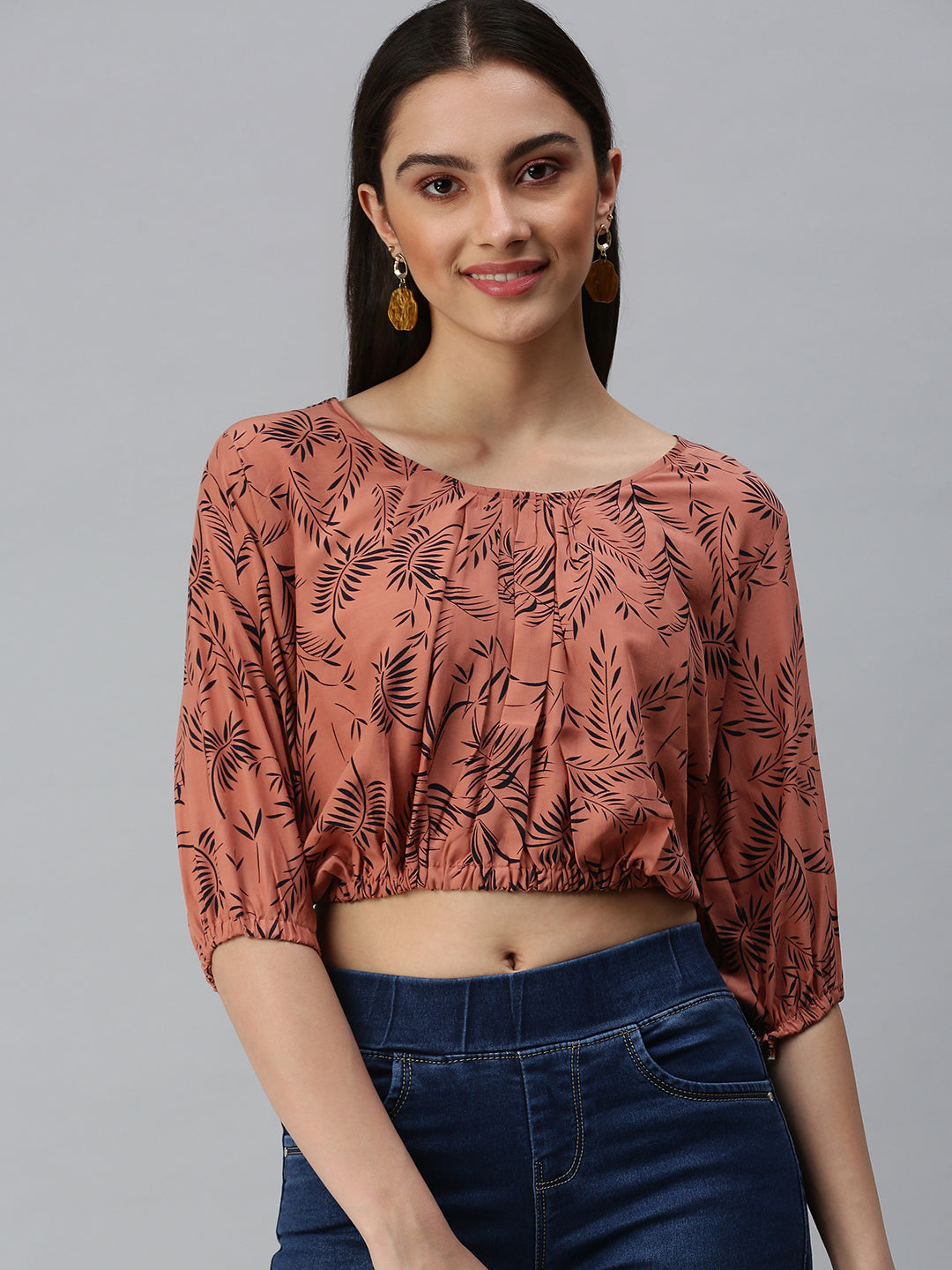 Women's Printed Brown Top