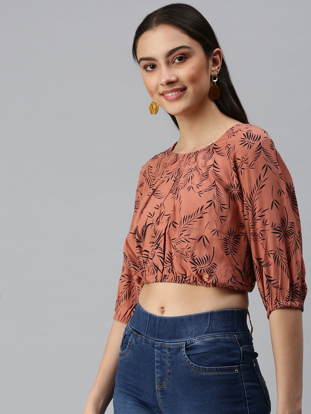 Women's Printed Brown Top