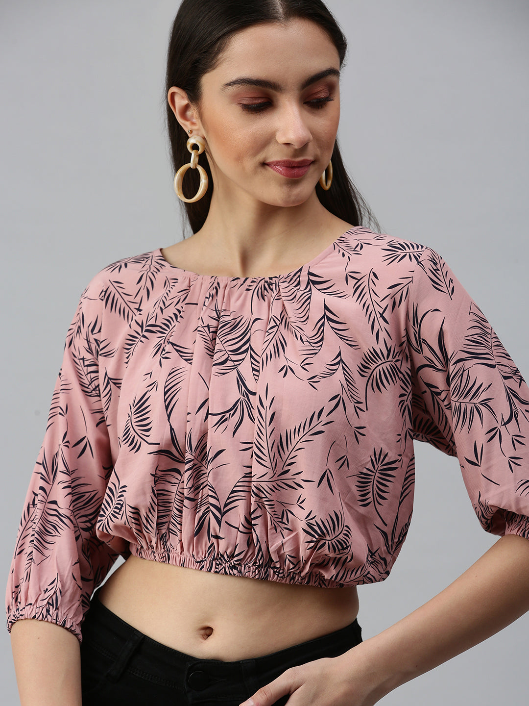 Women Mauve Printed Crop Corset Top