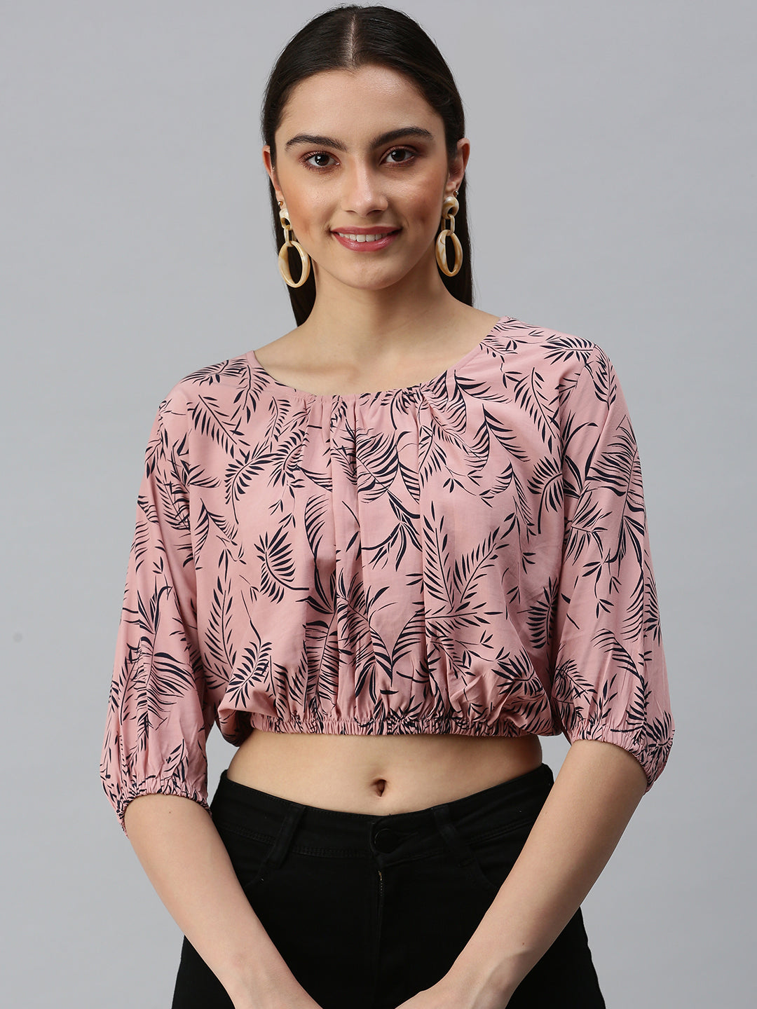 Women Mauve Printed Crop Corset Top