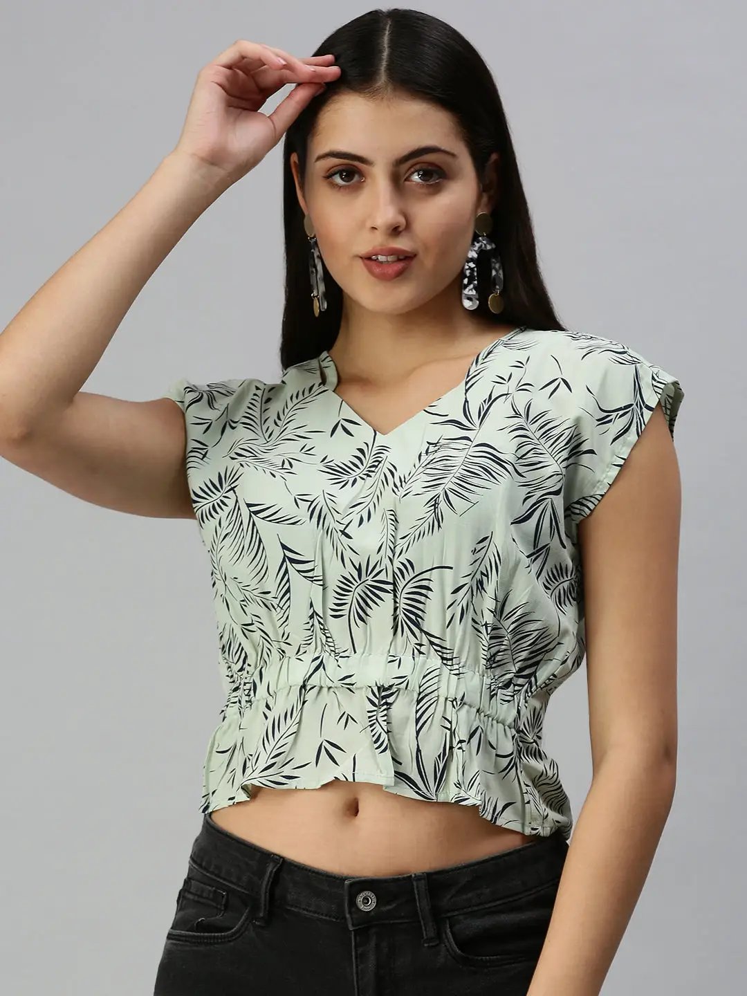 Women's Green Tropical Top