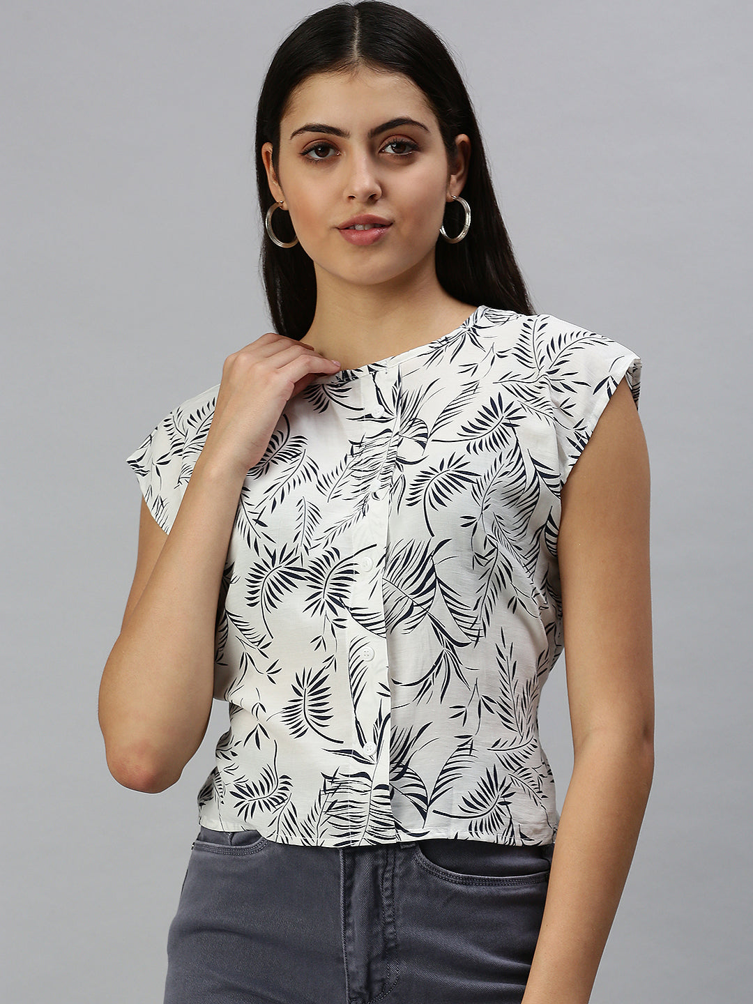 Women White Printed Corset Top