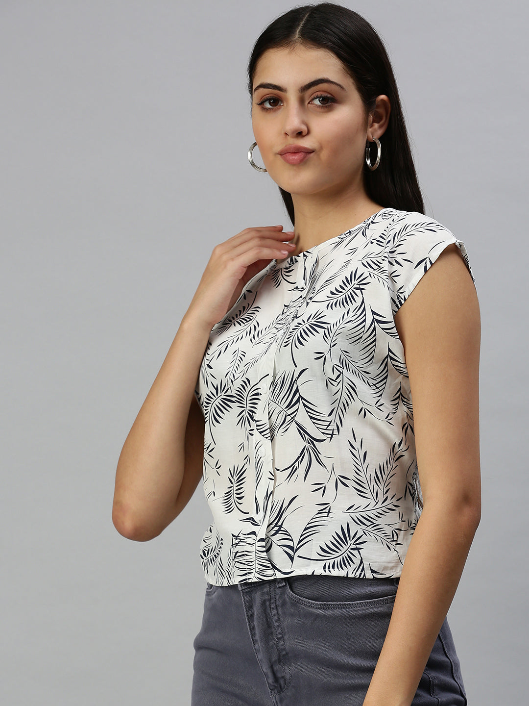 Women White Printed Corset Top