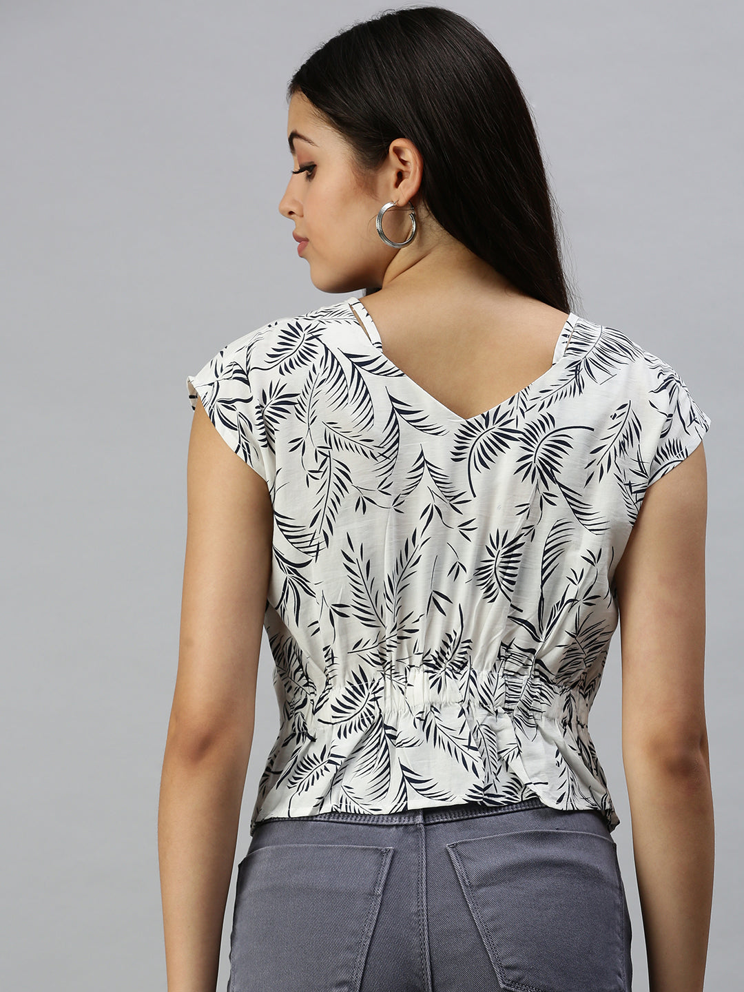 Women White Printed Corset Top