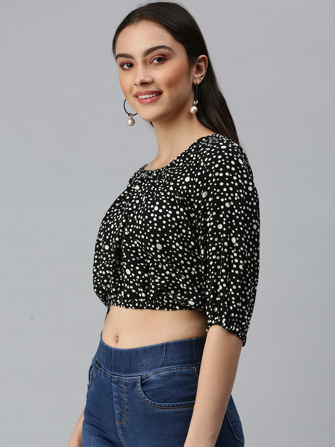 Women's Embroidered Black Top