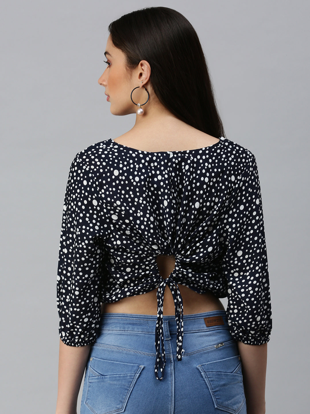 Women Navy Blue Embroidered Crop Corset Top