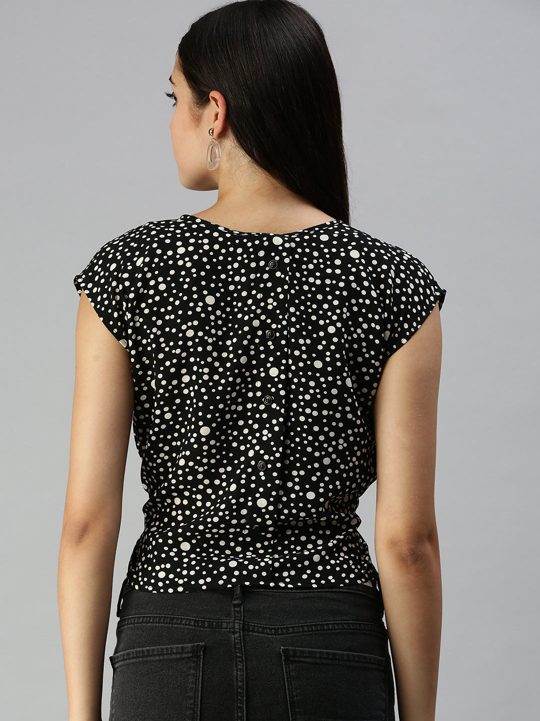 Women's Black Polka Dots Top