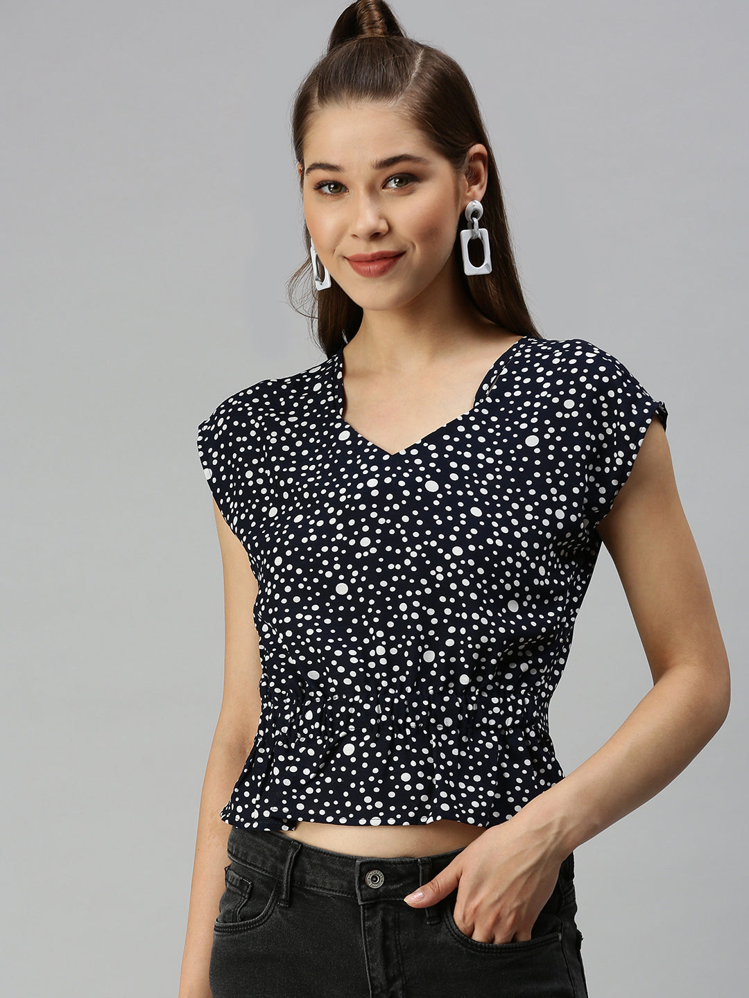 Women Navy Blue Printed Corset Top