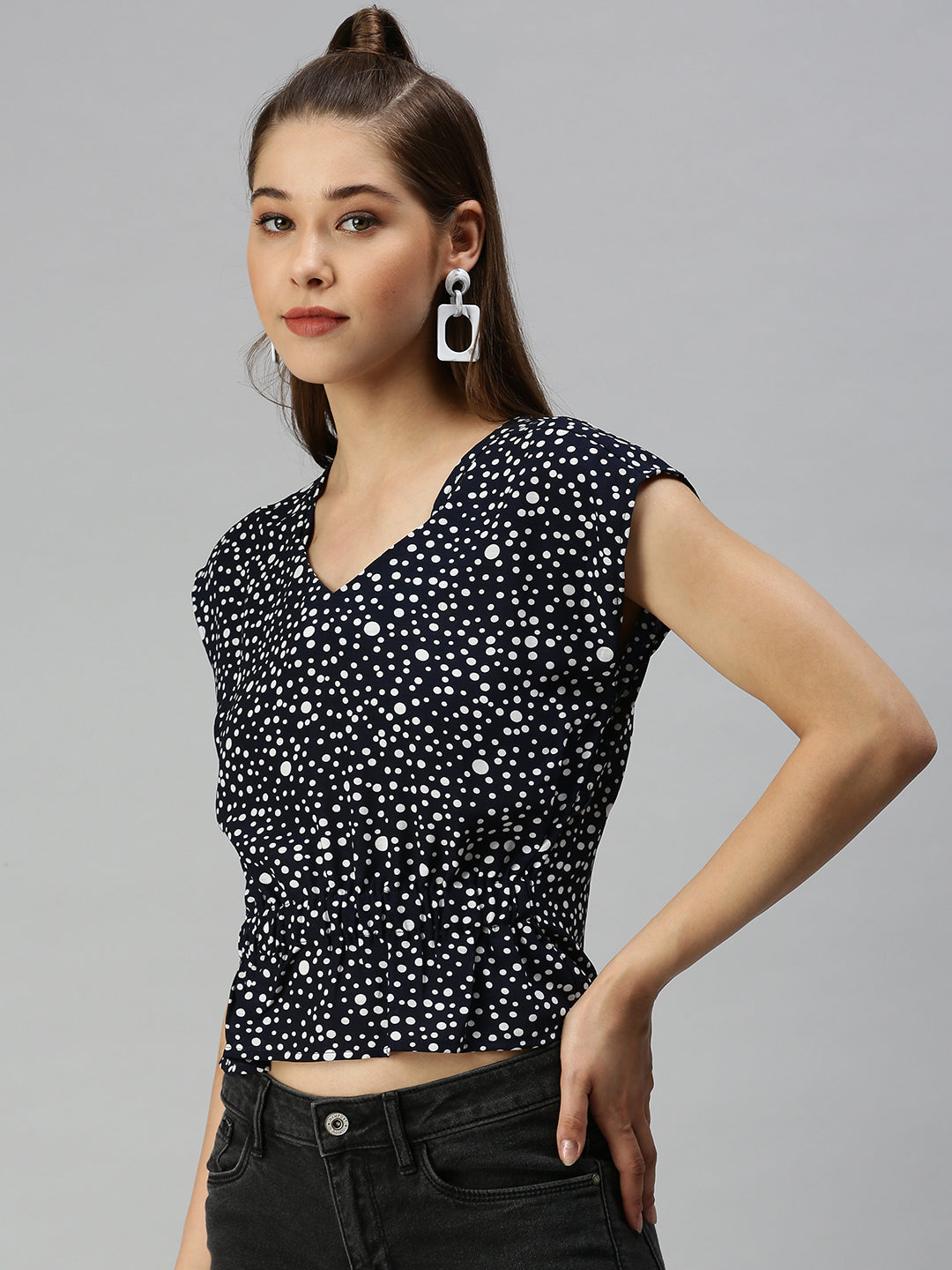 Women Navy Blue Printed Corset Top