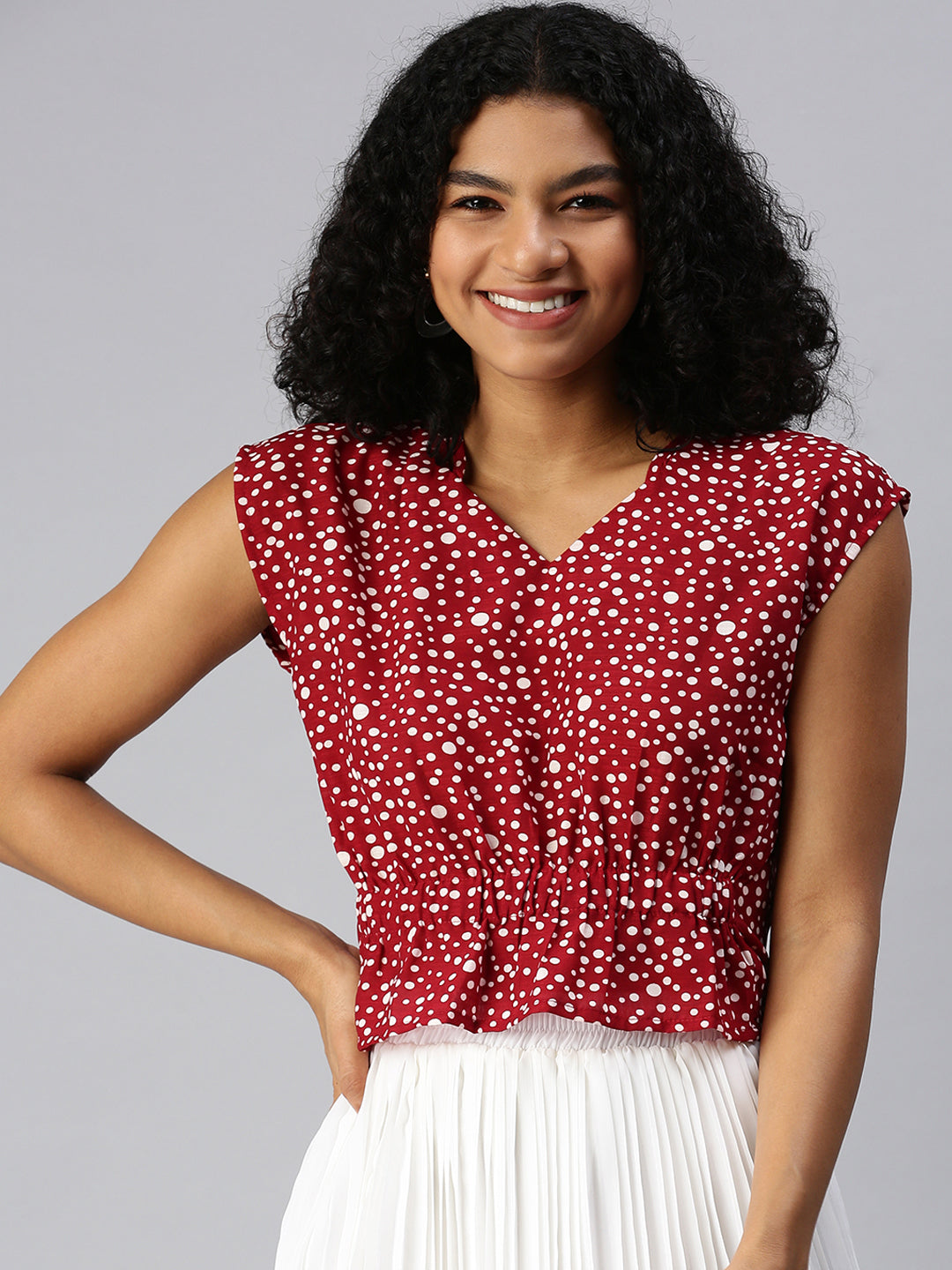 Women's Red Polka Dots Top