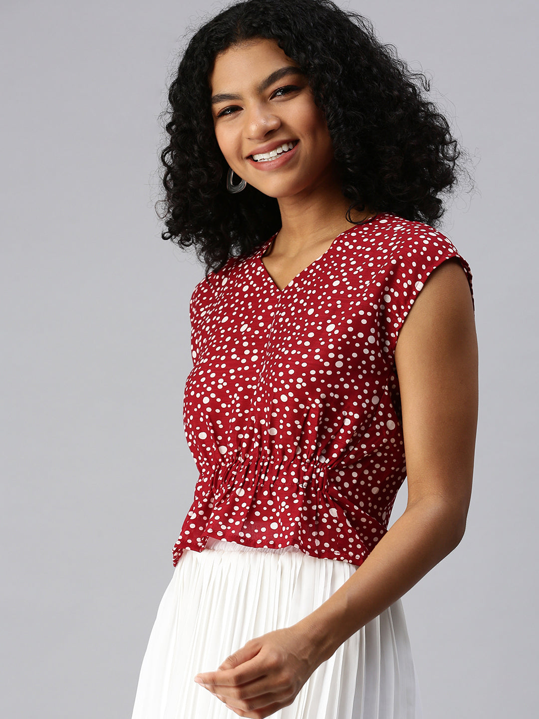 Women's Red Polka Dots Top