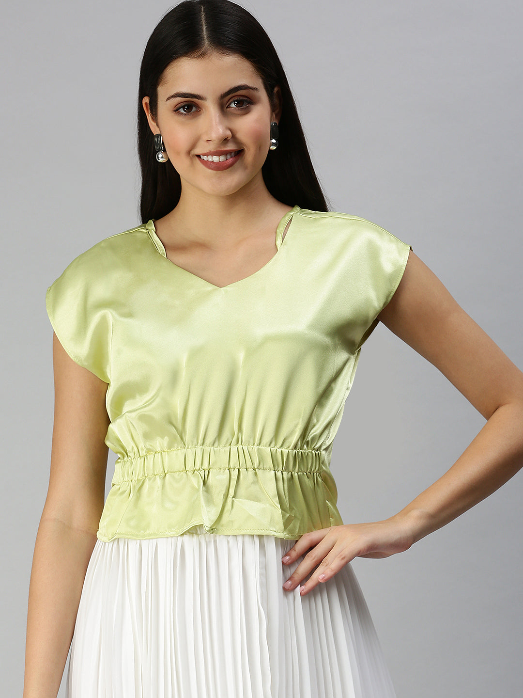 Women's Lime Green Tropical Top