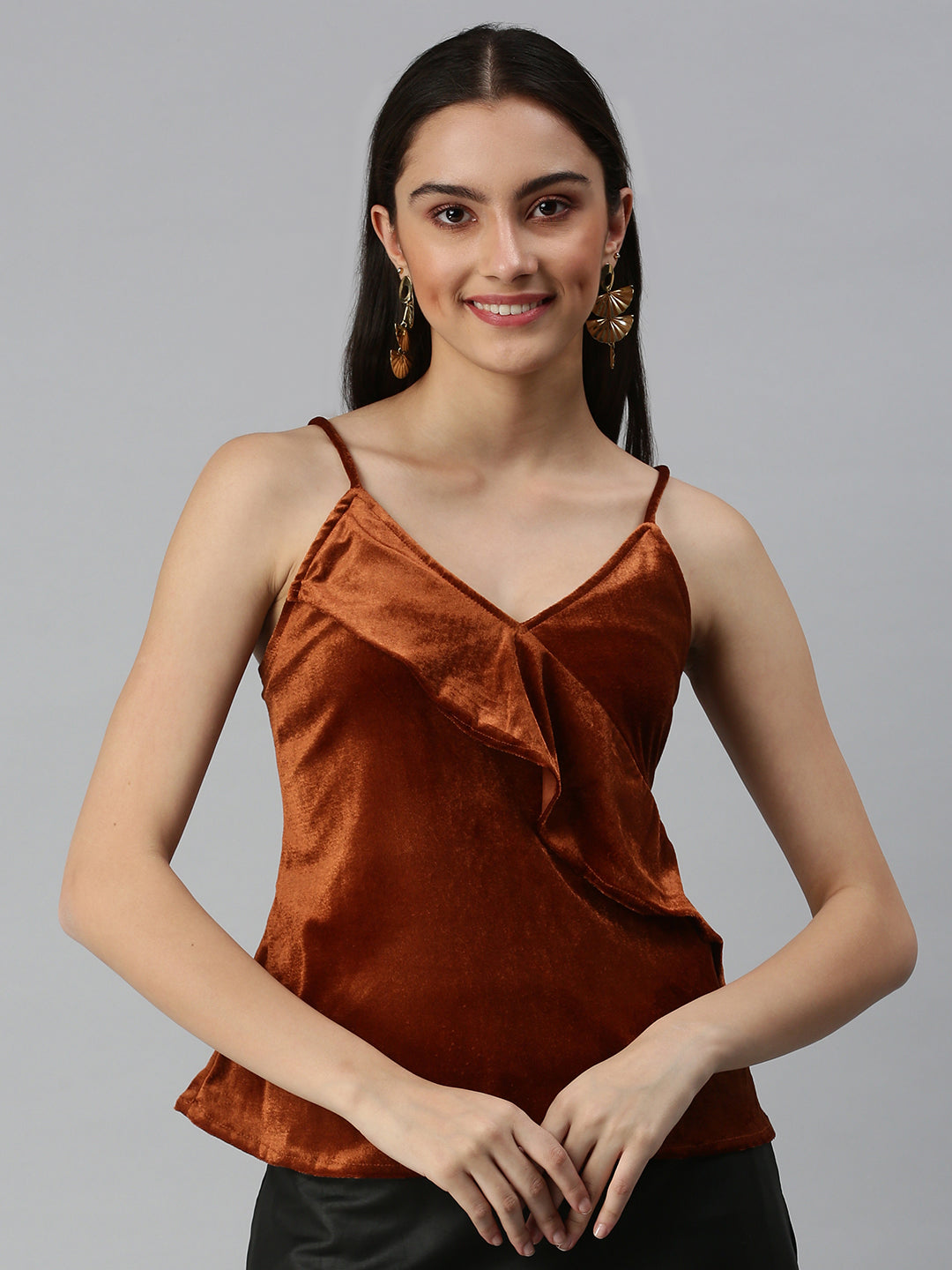 Women's Solid Brown Top