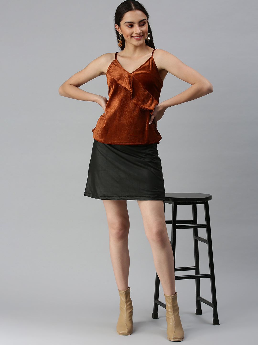 Women's Solid Brown Top