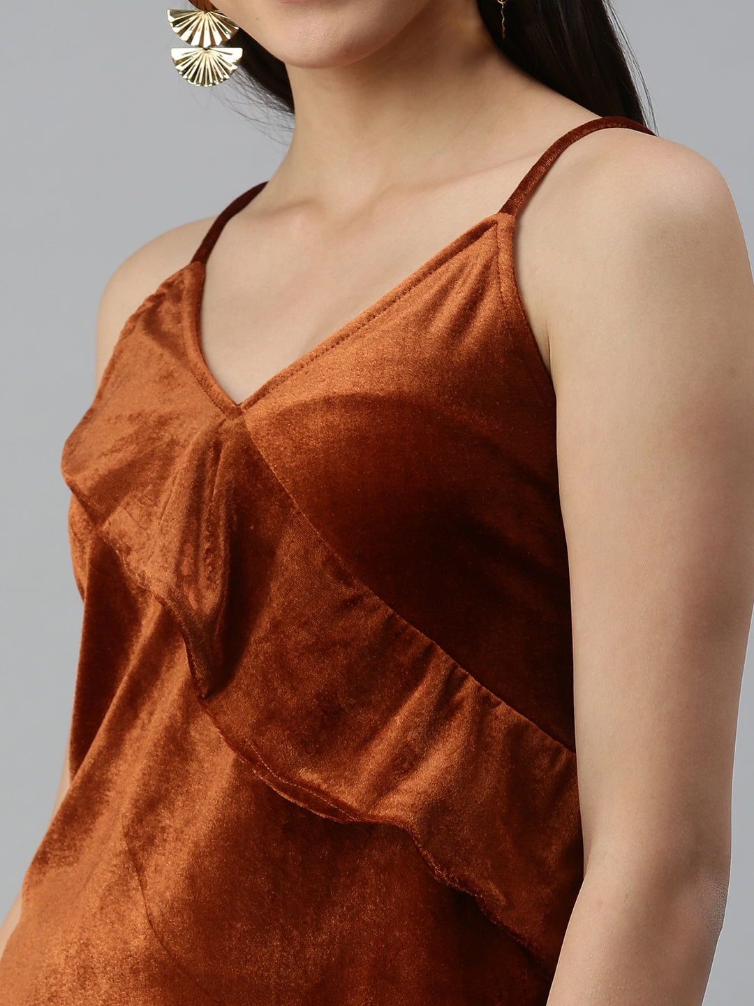 Women's Solid Brown Top