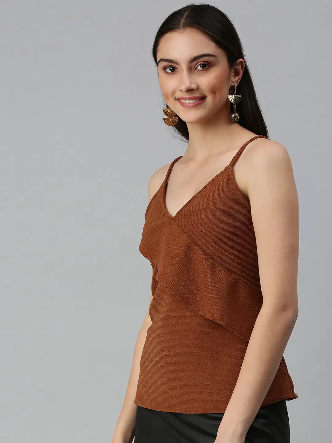 Women's Solid Brown Top