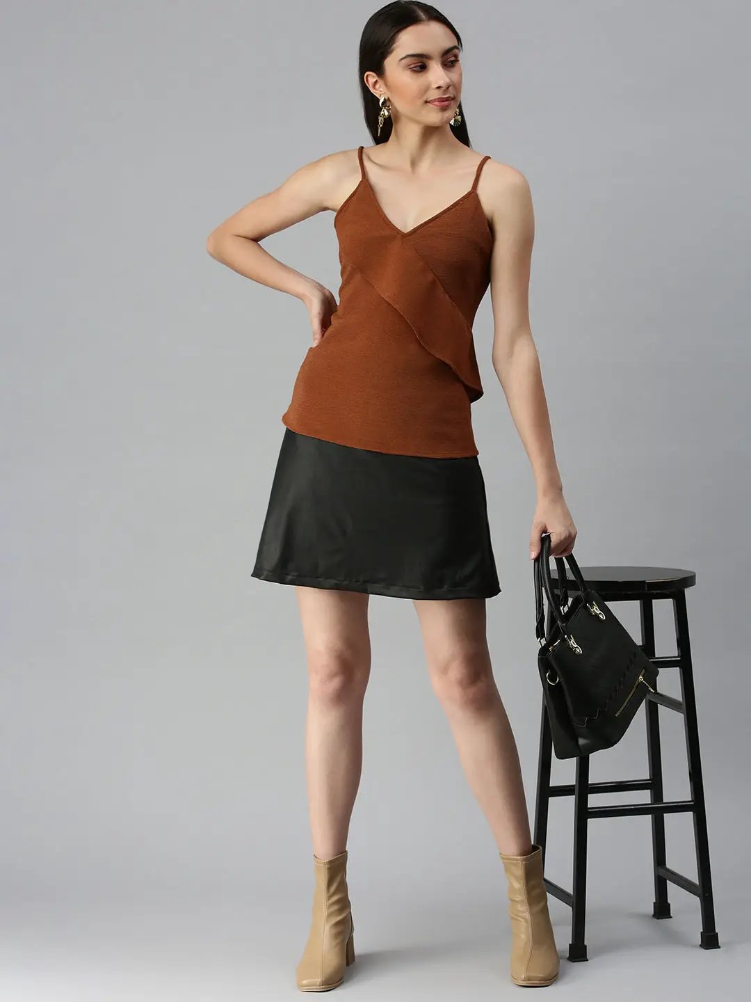 Women's Solid Brown Top