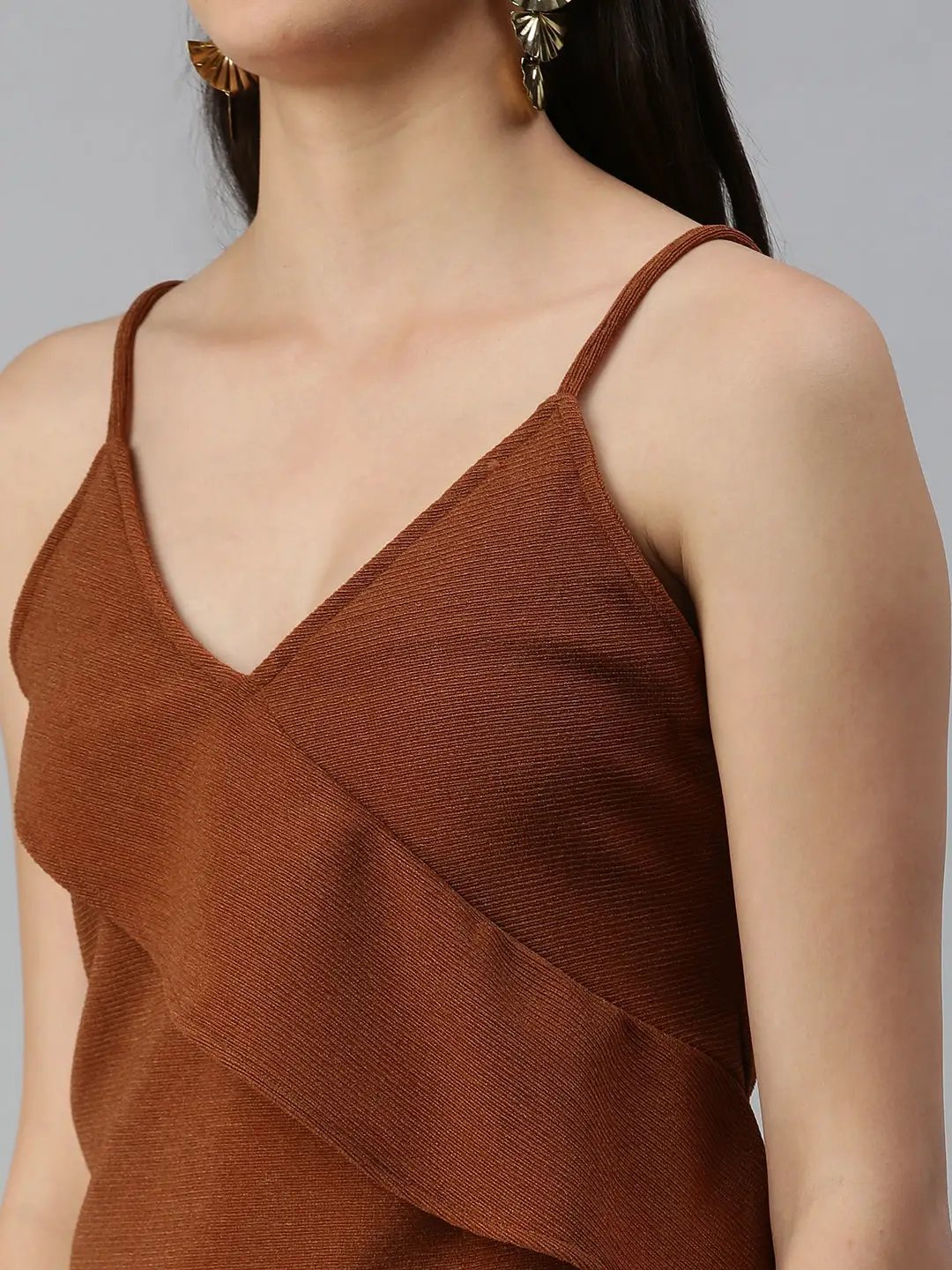 Women's Solid Brown Top