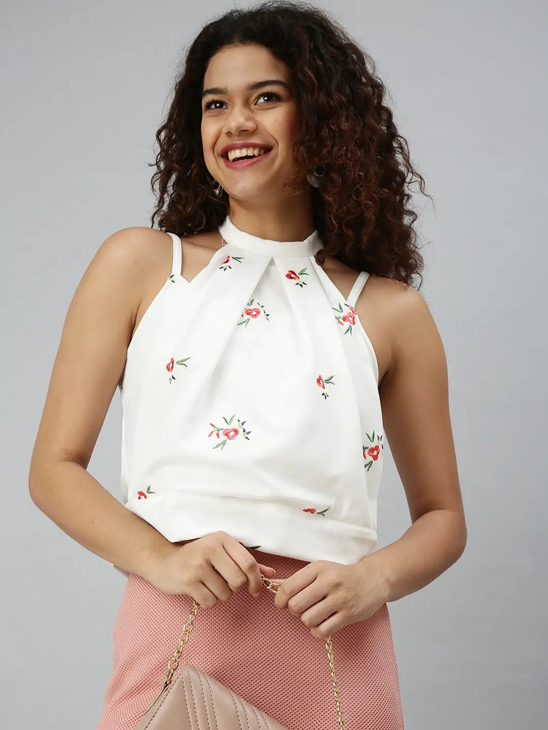 Women's White Solid Crop Bralette Top