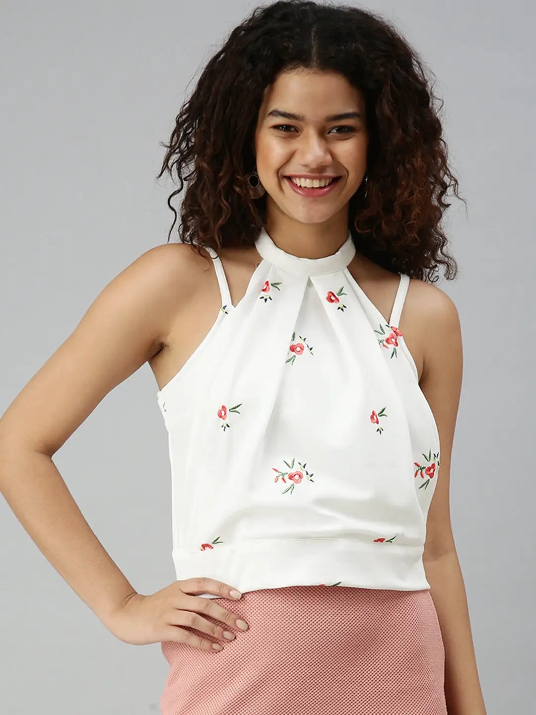 Women's White Solid Crop Bralette Top