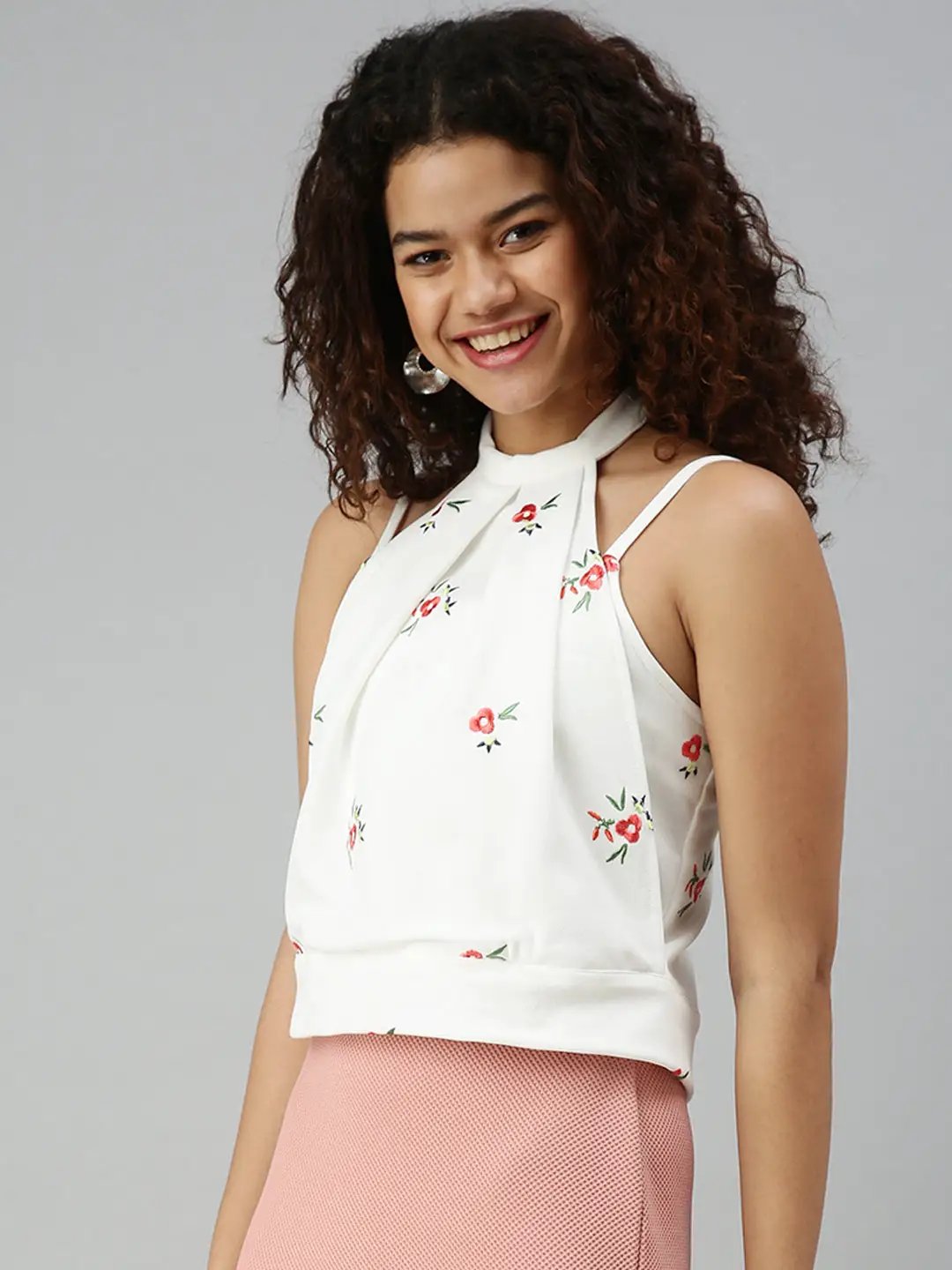 Women's White Solid Crop Bralette Top