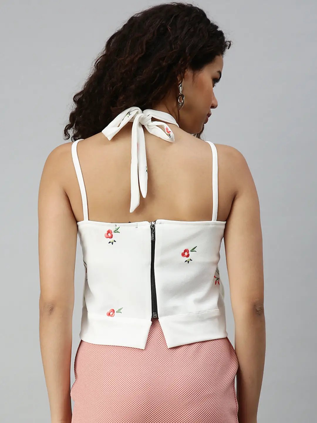 Women's White Solid Crop Bralette Top